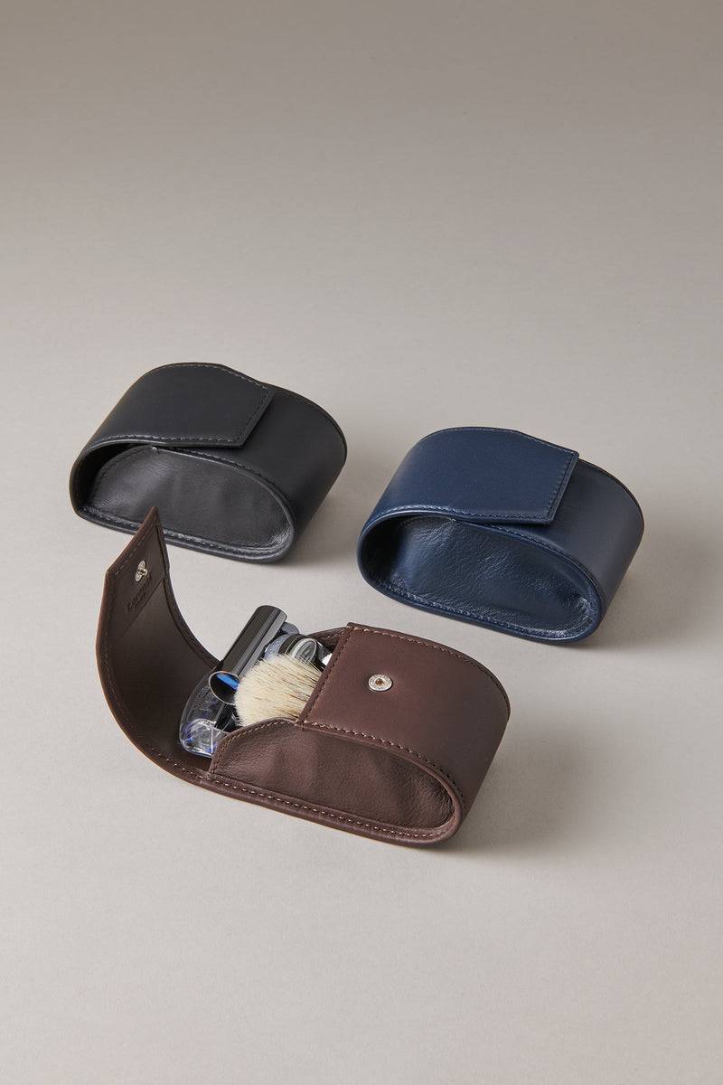 Lorenzi Milano Set rasoio pennello barba viaggio in Nichel nero Offerta