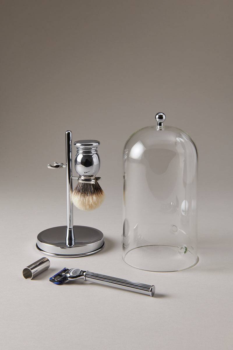 Lorenzi Milano Set barba toilette con campana in Ottone cromato Vendita Economica