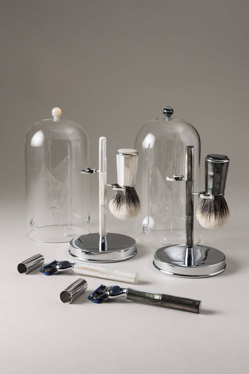 Lorenzi Milano Set barba toilette con campana in Madreperla Spedizione Gratuita