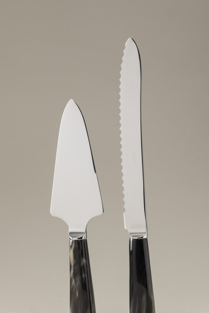 Lorenzi Milano Coltello e pala torta (individuali) in Zebu Pezzi Unici