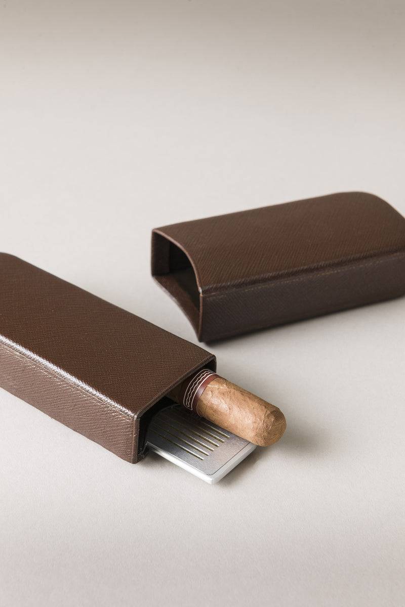 Lorenzi Milano Porta sigari per due 'Robusto' in Saffiano Black Friday Prezzi