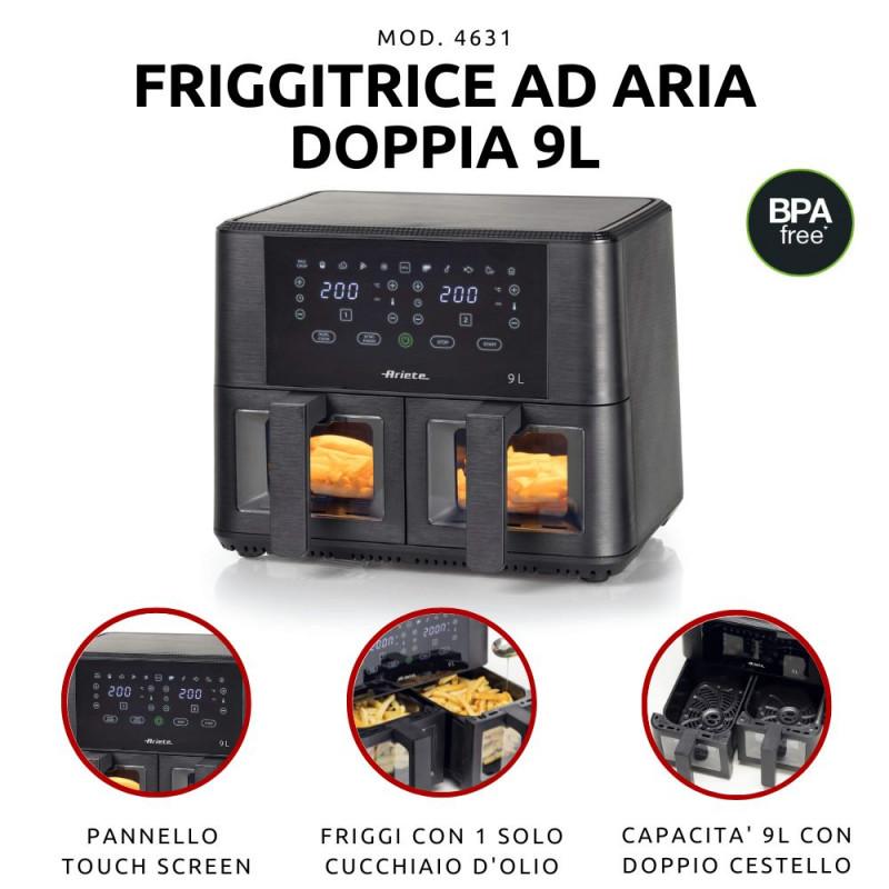 Ariete FRIGGITRICE AD ARIA 9L DOPPIO CESTELLO CON VETRO Offerte