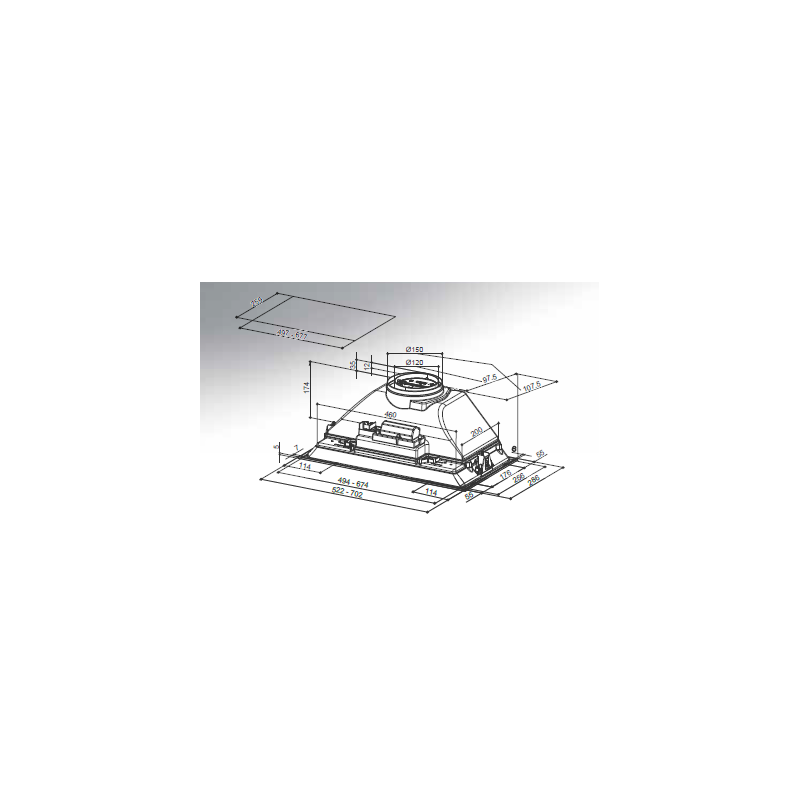 FABER 305.0602.041 cappa aspirante ad incasso INKA SMART C/33 LG A70 300 m³/h classe d grigio chiaro Soddisfazione Garantita