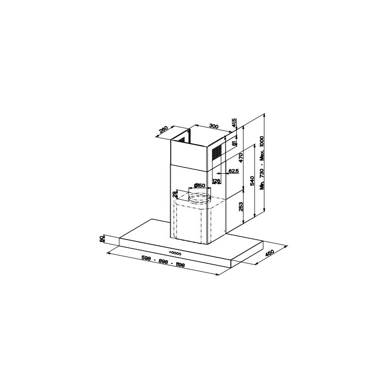 FABER S.p.A. Stilo Comfort BK Matt A90 Cappa aspirante a parete Nero 690 m³/h B Promozione
