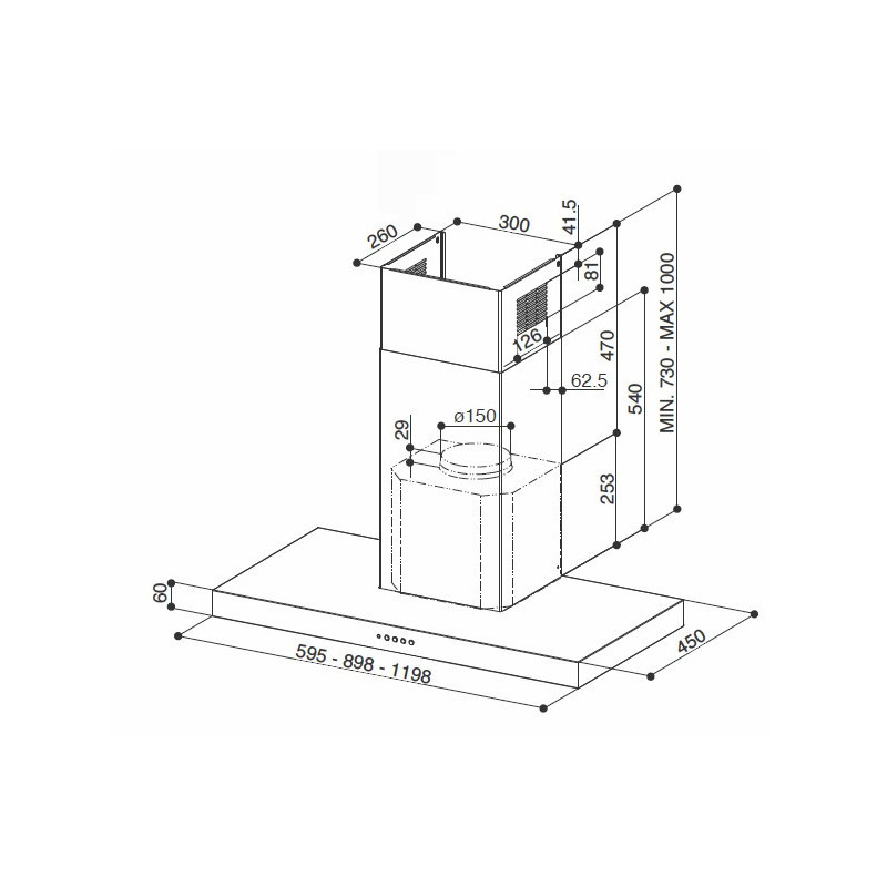 FABER S.p.A. Stilo Smart X A90 Cappa aspirante a parete Acciaio inox 435 m³/h D Pezzi Unici