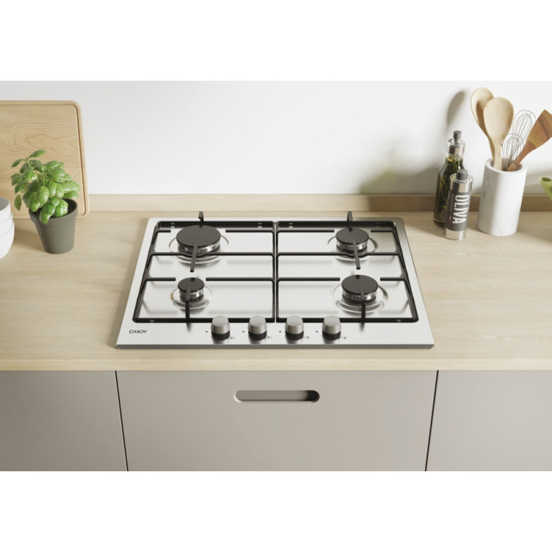 Candy Timeless CDOY6GRX Acciaio inox Da incasso 59 cm Gas 4 Fornello(i) Moda