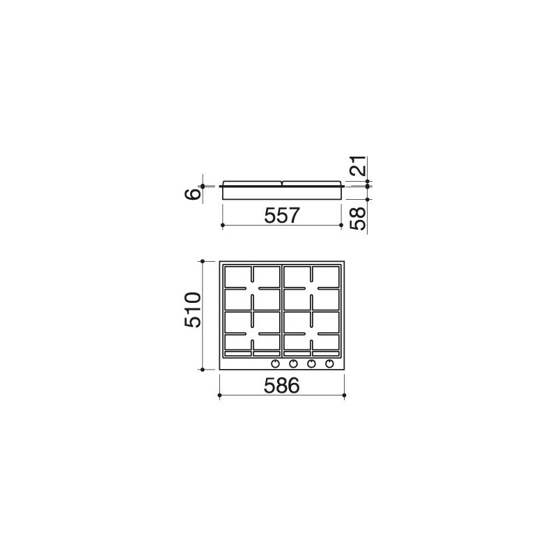 Barazza 1PBF64 piano cottura Nero Acciaio inox Da incasso Gas 4 Fornello(i) Vendita Calda
