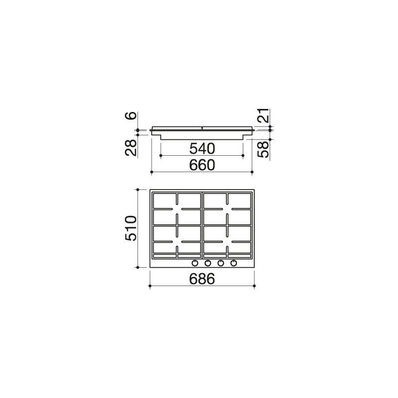 Barazza 1PBF74 piano cottura Nero Acciaio inox Da incasso Gas 4 Fornello(i) Vendita Economica