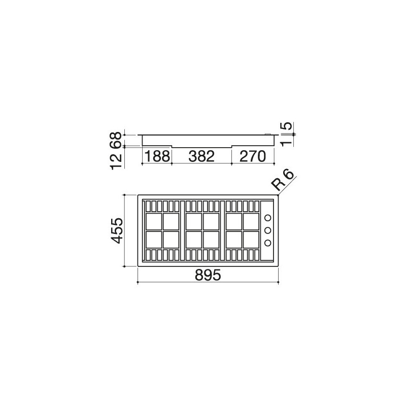 Barazza 1PLB2TI piano cottura Acciaio inox Da incasso Gas 3 Fornello(i) Nuova