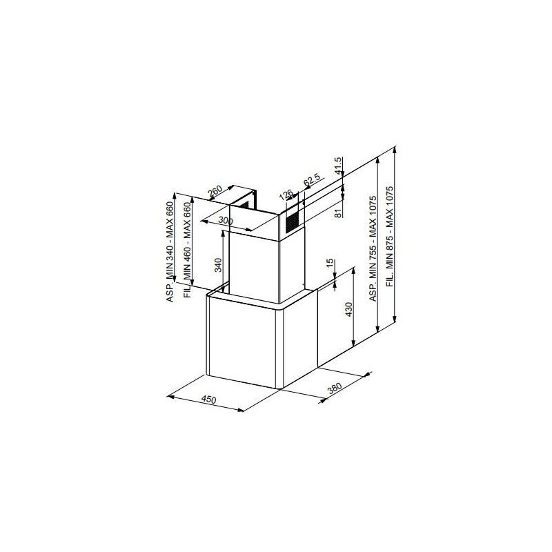 FABER S.p.A. Lithos EG6 WH Matt LED A45 Cappa aspirante a parete Bianco 580 m³/h C Sottocosto