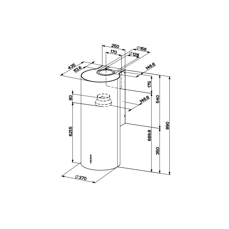 FABER S.p.A. Cylindra Plus WH GLOSS A37 Cappa aspirante a parete Bianco 680 m³/h Qualità