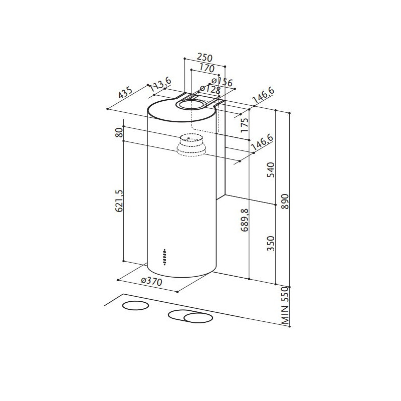 FABER S.p.A. Cylindra/2 EV8 2EL XH890 Cappa aspirante a parete Acciaio inox 570 m³/h C Qualità Garantita