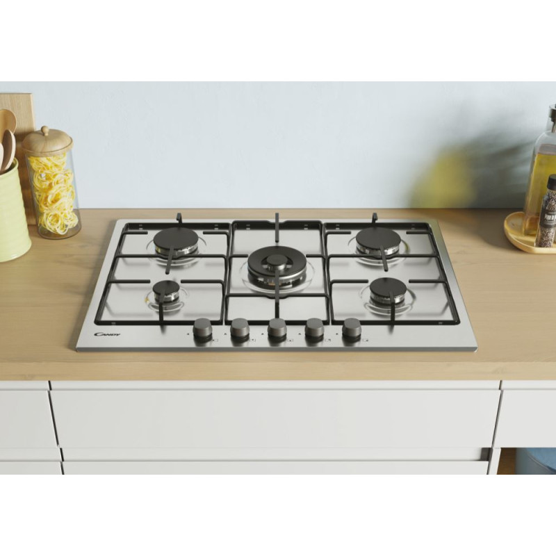 Candy Timeless CDOY7W4X Acciaio inox Da incasso 74 cm Gas 5 Fornello(i) Qualità Garantita