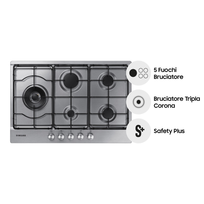 Samsung NA75M3130AS Piano cottura a gas 75cm 5 bruciatori Inox Acquista Ora