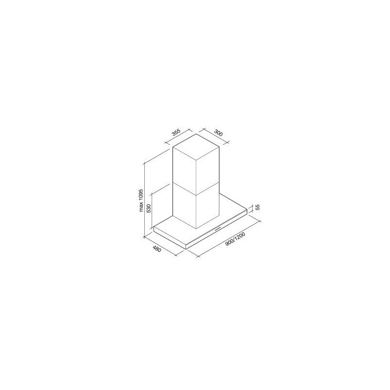 Falmec Lumina NRS Cappa aspirante a parete Nero Acciaio inox 800 m³/h B Negozio