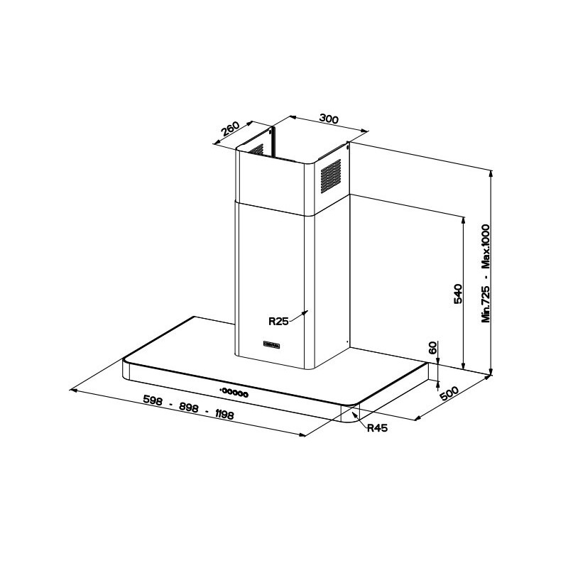 FABER S.p.A. T-Light Inox A90 Evo Cappa aspirante a parete Acciaio inox 690 m³/h I Più Venduti