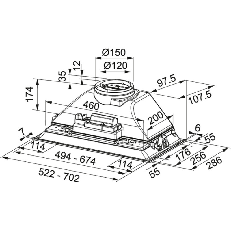 Franke Grupo filtrante 52/70 FBI 705 XS Integrato Acciaio inox 390 m³/h B 2025
