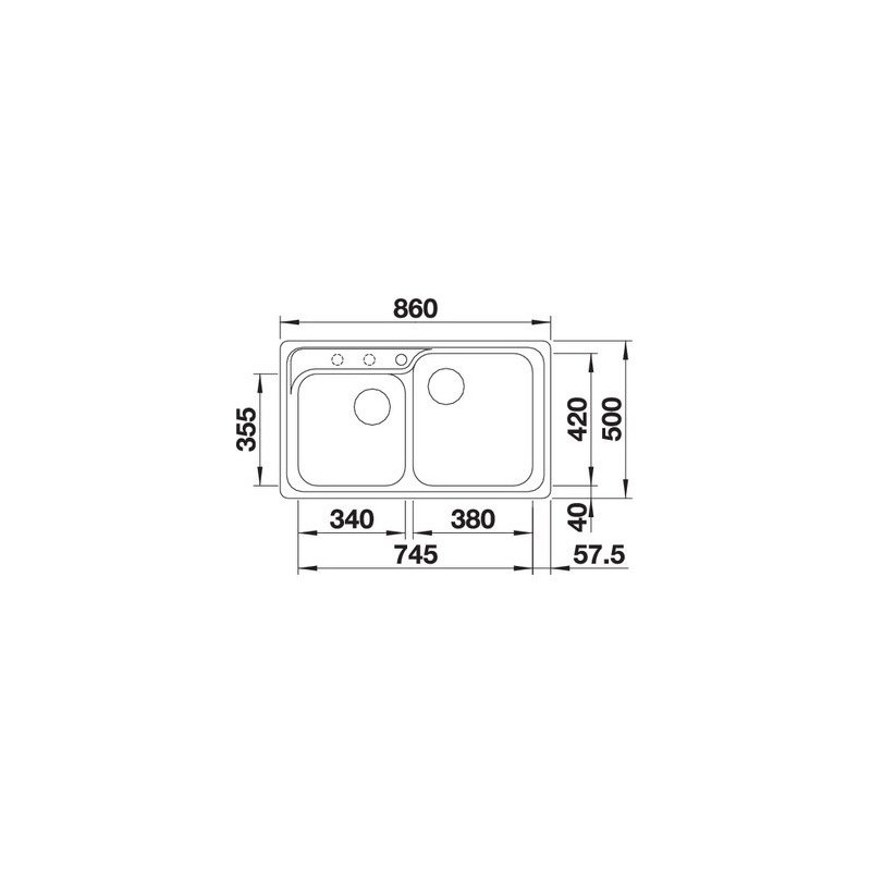 Blanco NOVA 8 1217075 Lavello incasso 86 x 50 cm Silgranit 2 Vasche - Avana RG Enormi risparmi