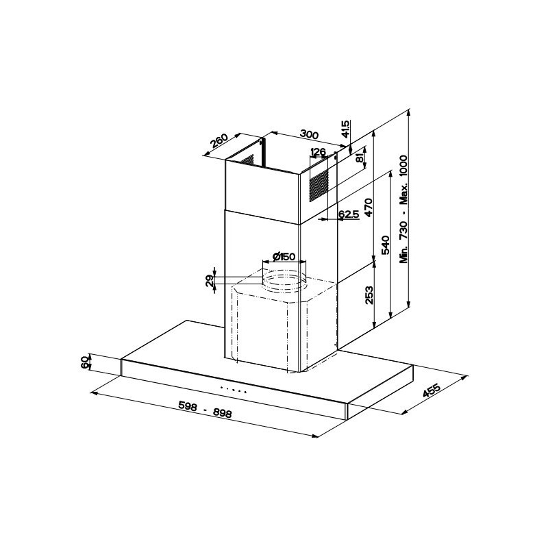 FABER S.p.A. Stilo Glass Smart A60 Cappa aspirante a parete Acciaio inox 690 m³/h B Sconto di tempo limitato