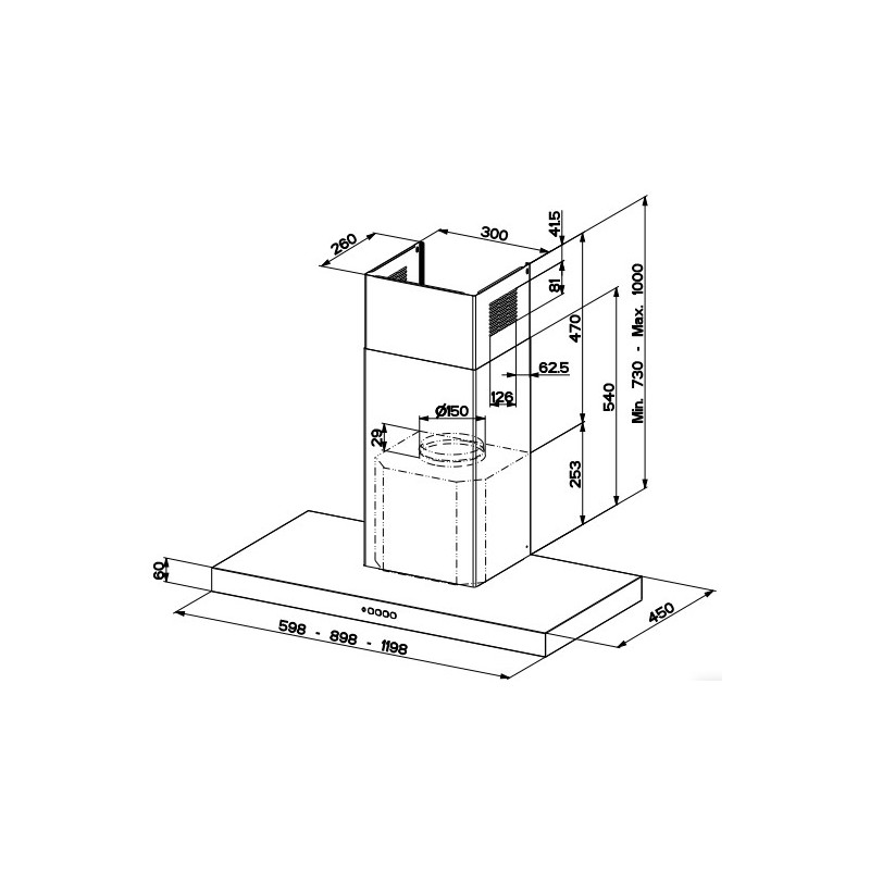 FABER S.p.A. Stilo Comfort BK Matt A120 Cappa aspirante a parete Nero 690 m³/h B Vendita calda