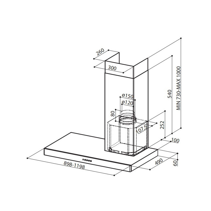 FABER S.p.A. Stilo SRM DX/SP A90 Cappa aspirante a parete Acciaio inox 435 m³/h D Offerte giornaliere