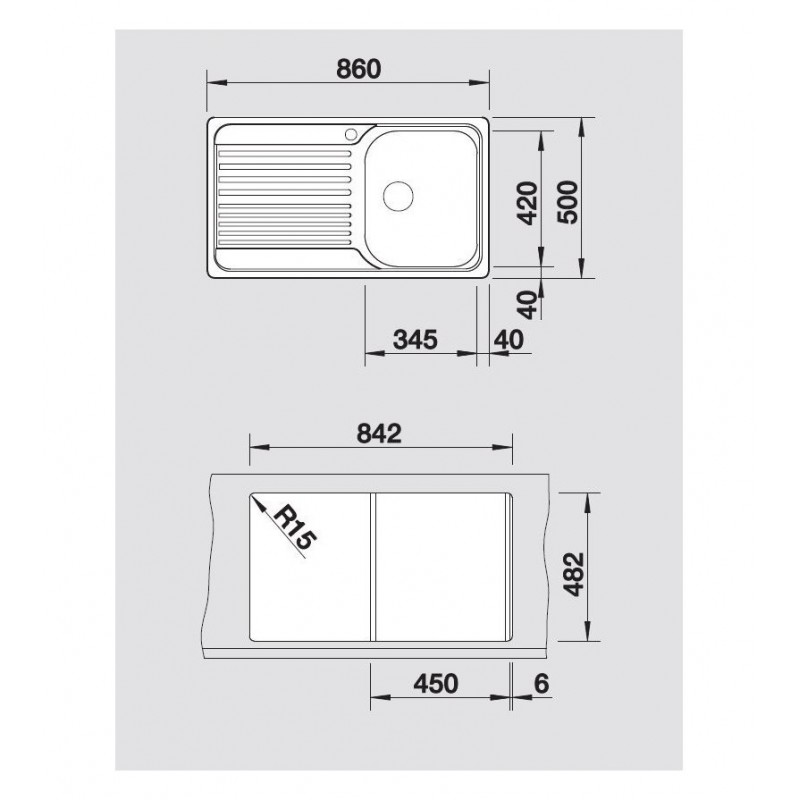 BLANCO 1324947 Lavello Tipo 45 S 1 vasca Dx 86x50cm Acciaio Inox Vendita calda
