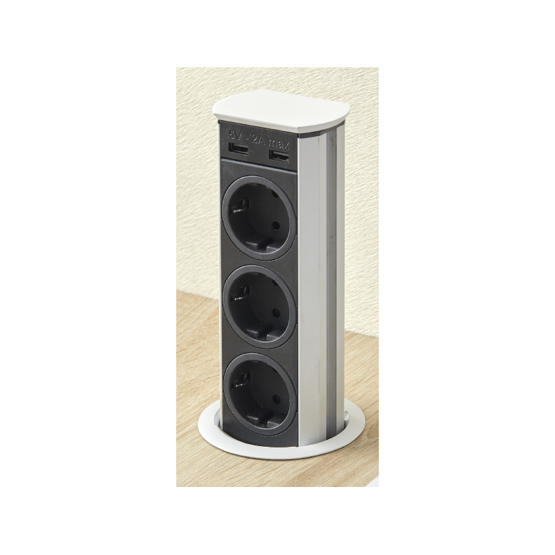SFL A9503 Torretta multipresa a scomparsa 3 Schuko 2 Usb - Bianco Promozione