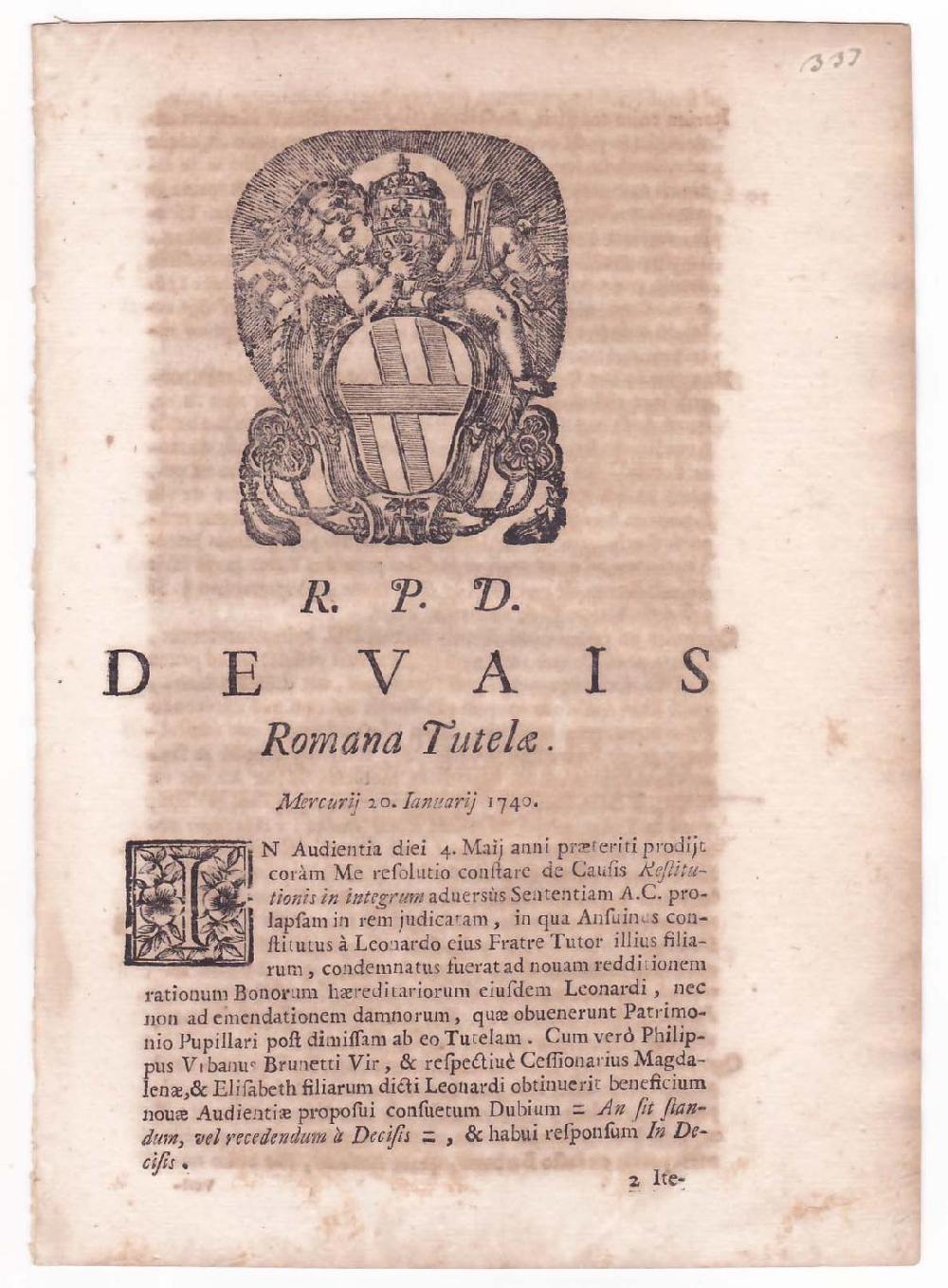Abebooks R.P.D. Devais Romana Tutelae Consegna Veloce