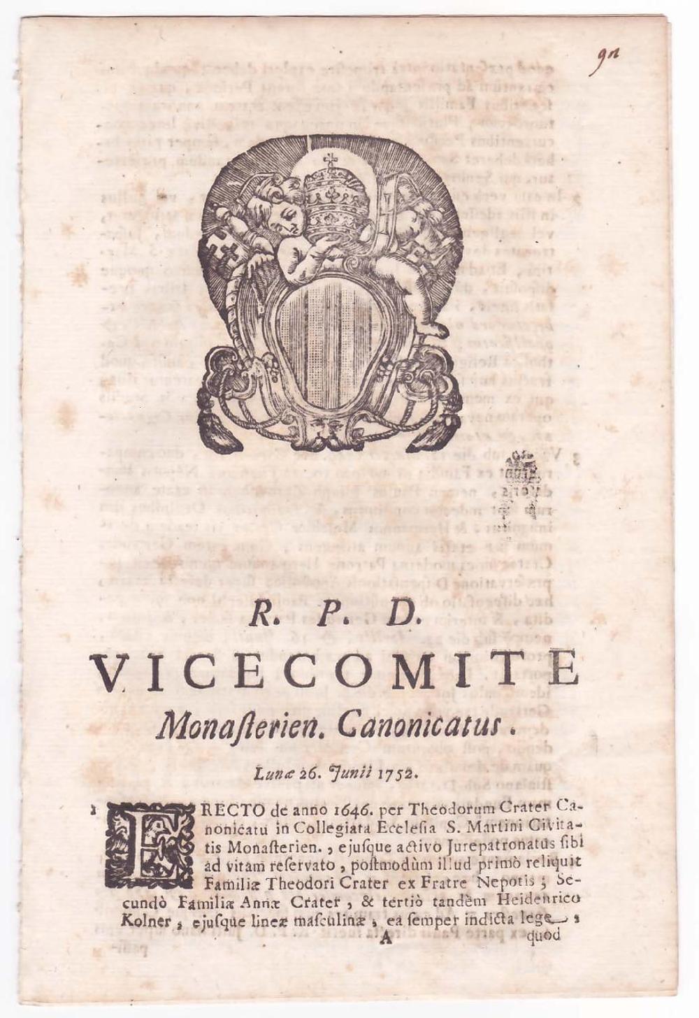 Abebooks R.P.D. Vicecomite Monasterien Canonicatus Novità
